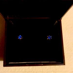 Sapphire, gold studded, earrings,Great for little ones.
